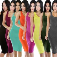 Wholesale Ladies Summer Style Fitness Women Sexy Bodycon Knee Length Dresses Casual New Sleeveless Dress Plus Size Dresses for Women