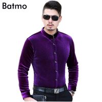 Wholesale new arrival Stand callor casual purple Cashmere men s shirt fashion shirt men color plus size M L XL XXL XL XL