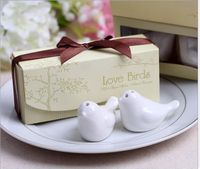 Wholesale 100pcs pairs Love Birds ceramic wedding gifts for guests love birds salt and pepper Shaker shakers Free Shippin