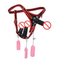 Wholesale New i1 Electric Strap On Dildo Penis Anal Plug Wearable Three headed Harness Vibrator Butt Plug Sex Game Toy for Women C3