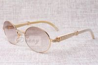 Wholesale high end round diamond sunglasses frame natural white angle spectacle frame sunglasses men eyeglasses glasses size mm