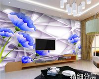 Wholesale 3d wallpaper mural Custom European style warm and simple flowers D TV backdrop d wall murals living room