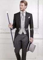 Wholesale Latest Design One Button Groom Morning Suits Groomsmen Mens Wedding Blazer Suits Tailcoat Jacket Pants Vest Tie NO