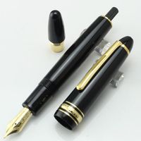 Wholesale Famous Fountain pen black resin turning cap ink Pen White Solitaire Classique office writing pens with series number