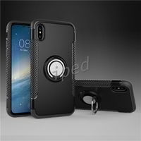 Wholesale Hybrid in Ring Car Phone Holder Case Magnetic Cellphone Cover Armor Phone Case For Iphone X Plus i8 Note With Retail Package