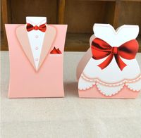 Wholesale Groom Bride Wedding Dress Candy Box Wedding Favor Holders new Bridal Wedding Party Best Gift Boxes pairs