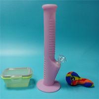 Wholesale Glow In Dark Purple Silicone Water Pipes with Colorful Mini Silicone Bongs with Big Silicone Wax Containers