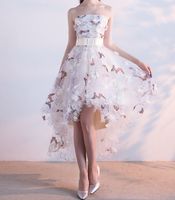 Wholesale New Coming US2 W Strapless High Low Homecoming Dress Short Front Long Back A Line Sash Custom Size Floral Printed Cocktail Party Gowns