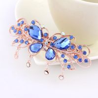 Wholesale Rhinestone Bridal Hair Jewelry Rose Gold Plated Crystal Butterfly Hairpin Hair Clips Women Wedding Headpieces Hair Pins Tiara Barrette