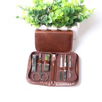 Wholesale 6pcs in Portable Men s Grooming Set Man Manicure Set Nail Art Care Pedicure Beauty Tools Stainless steel Scissor Nail Clipper Cutter Kit