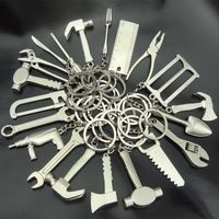 Wholesale Keychain Key Chain metal scissors tool hammer wrench pliers ruler simulation drill