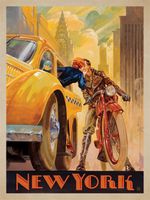 New York cab art Vintage Illustrated Travel Poster Print painting Framed Canvas New York cab art Vintage Illustrated Travel Poster Print painting Framed Canvas