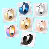 Wholesale Fashion Asian Stainless Steel Stud Ear Hook Pure Color Smooth Surface Unisex Hoop Earrings for Men and Women Anti Allergy not fade