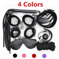 Wholesale 4 Colors Erotic Positioning Bandage Kits SM Toys Sex Slaves Role Play Set Cosplay Toys in1 with Eyepatch Handcuffs Shackle Whips J10