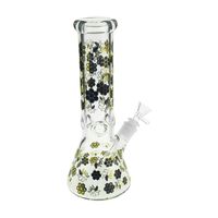 Wholesale Gold and black color Hookah Plum blossom pattern straight oil rig bong water pipe with mm female