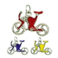 Wholesale JINGLANG Fashion Sport Charms Dangle Color Enamel Rhinestone Bike Pendants DIY Charms For Jewelry Making Accessories