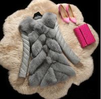 Kaufen Sie im Großhandel Graue Fuchsmäntel 2019 zum verkauf Großhandel Graues Waschbärpelzfutter Grau Blaue Lange Parkas USA Schweden Maomaokong Marke Lavish Black Fox Pelzbesatz Hoody Damen Schnee Mäntel Von
