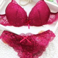 Wholesale Women Lady Cute Sexy Underwear Satin Lace Embroidery Bra Sets With Panties New