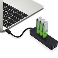 Wholesale USB Type C type c to Gigabit Ethernet Network USB Hub port Cable LAN Adapter Black For Macbook Chromebook