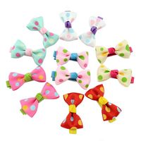 Wholesale Baby Girls Bow Clips Candy Color Solid Polka Dot Flower Print Ribbon Bow Hairpin BB Hair Clips for Baby Girls Kids Hair Accessories