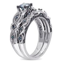 Wholesale Professional Luxury Jewelry k White Gold Filled Blue Sapphire CZ Diamond Gemstones Eyes Wedding Women Couple Rings Gift Size5