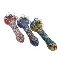 Wholesale 3 Clear Marbles Z Switchbacks white Sharp W lines Smoking pipe Glass Hand Pipes