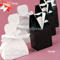 Wholesale Stock Fashion White Black Flower Bride Groom Tuxedo Wedding Candy Favor Boxes Box Gifts