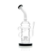 Wholesale 12 inches tall oil rigs recycler sprinkler glass bong pipe glass water pipe glass oil rigs with mm male joint