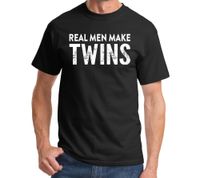 Wholesale 2021 Real Men Make Twins Mens T Shirt New Baby Joke Daddy Fathers Day Present Fashion Top Tee High Quality Plus Size S XL