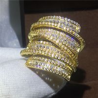 Luxe Or Jaune Rempli Forme Ovale Champagne Topaz zircon Bagues Pour Femme cadeaux