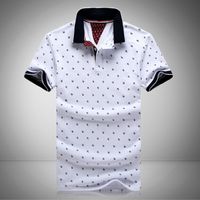 Wholesale Mens Polos Printed Shirt Cartoon Cotton Short Sleeve Camisas Stand Collar Male Shirts M XL