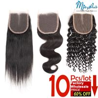 Wholesale Brazilian Straight Body Deep Wave Lace Closure Hair Extensions Inch Factory Price x4 Swiss Lace Frontal