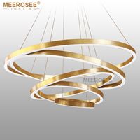 Large Rings LED Pendant Lights Gold Silver Hanging Suspension Lamp for Restaurant Pendant Lamp Acrylic Circle Lampadario Lustres Lighting
