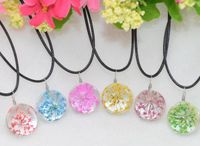 Wholesale Brand new Explosive handmade plants dried flowers necklace lace flower glass ball pendant WFN315 with chain mix order pieces a