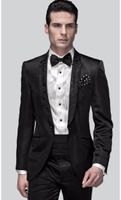 Wholesale Classic Style Groom Tuxedos Groomsmen One Button Black Shawl Collar Best Man Suit Wedding Men s Blazer Suits Jacket Pants Girdle Tie K261