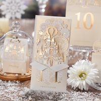 Wholesale Customized Printing Laser Cut Hollow Wedding Invitations cards European Style D Castle Wedding Invitation Envelope Wedding Supplies Cards