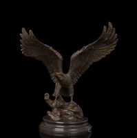 Wholesale Vintage CRAFTS ARTS ATLIE BRONZES Casting Crafts Flying Glede Vintage Brass Eagle Sculpture Bronze Statue Marble Base Hawk Figurine