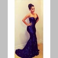 Wholesale Mermaid Evening Dresses US Newest Custom Made Pageant Formal Gown Shiny Sweep Train Popular Fashionable