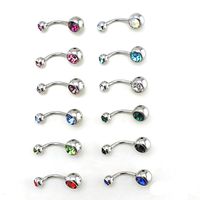 Wholesale Mix Style Fashion Belly Button Rings L Stainless Steel Double Barbell Curvy Navel Body Piercing Jewelry