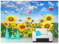 High End Custom 3d Photo Wallpaper Murals Wall Paper Sunflower Smile Beautiful Flower Sun Rainbow Tv Background Wall Decor Room Wallpaper