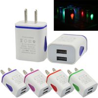 Wholesale Light Up Water drop LED Dual USB Ports Home Travel Power Adapter V A A US EU Plug Wall Charger For Smart Phone Mobile phone Tablet