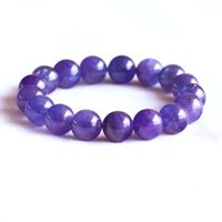 Wholesale High Quality Natural Genuine Tanzania Clear Purple Blue Tanzanite Stretch Finish Men s Bracelet Round Big beads mm