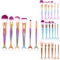 Wholesale 3set Mermaid Makeup Brushes Sets D Colorful Professional Make Up Brushes Foundation Blush Cosmetic Brush Set Kit Tool set
