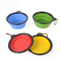 Wholesale 2021 Dog Folding Collapsible Feeding Bowl Silicone Water Dish Cat Portable Feeder Puppy Pet Travel Bowls