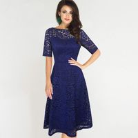 Wholesale New Dise Womens Elegant Sexy Lace See Through Tunic Casual Club Bridesmaid Mother of Bride Dress Skater A Line Party Dress