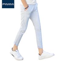 Wholesale design mens pants slim fit summer dress blue gray lightweight casual business pant big size male Trousers for men
