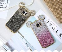Wholesale 3D Ear bling Phone Case For Samsung Galaxy S6 S7 Edge Cover Colorful Gradient Glitter Cover For Samsung Galaxy S8 Plus Cute Case