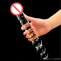 Wholesale Double Glass Dildo Crystal Big Penis Sex Toys for women Large Glass Butt Anal Plug Beads Sex Products for Woman Erotic Toys