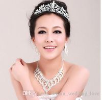 Wholesale Bridal crowns Accessories Tiaras Hair Necklace Earrings Accessories Wedding Jewelry Sets cheap price fashion style bride