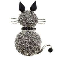 Wholesale Halloween Black Cat Kitty Crystal Pin Brooch for Women Rhinestone Fashion Brooches x inches